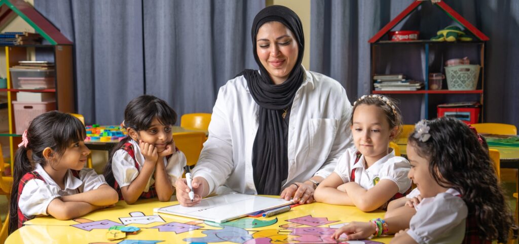 "Students studying CBSE curriculum at Abu Obaida Private School"